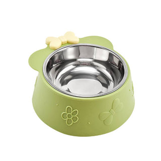 Bowknot Cat Dog Pet Bowl With Stainless Steel_CWMM5180 Toby Supply Green (OS) 2