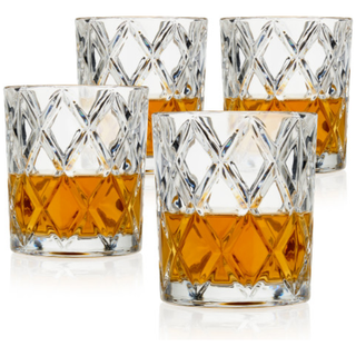 Diamond-Faceted Crystal Whiskey Glasses - Set of 4 TRUE