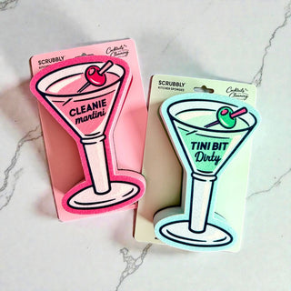 Martini Scrubbly kitchen sponges, pink and mint teal, two-piece set