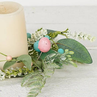 Blue Pink Eggs with Heathers & Greenery Candle Ring Impressive Enterprises, Inc.