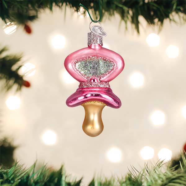 Pink Pacifier Ornament  Old World Christmas   