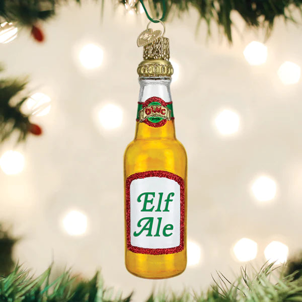 Elf Ale Beer Bottle Ornament  Old World Christmas   
