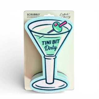 Martini Scrubbly sponge featuring teal cocktail glass design with the text Tini Bit Dirty