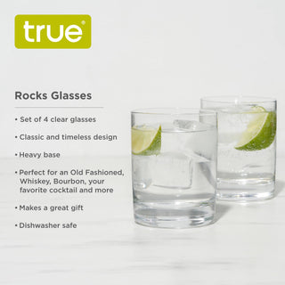 Glass Rocks Cocktail Tumblers w/Heavy Bases - Set of 4 TRUE