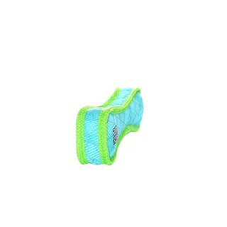 DuraForce Bone Tiger blue and green squeaky dog toy, durable