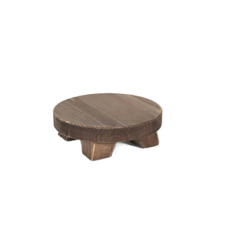 Round espresso wood riser with tripod base (6x6x2)