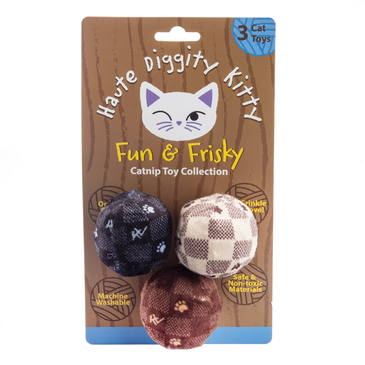 Kitty Vuiton Balls (Checker) Organic Catnip Toys  Haute Diggity Dog   