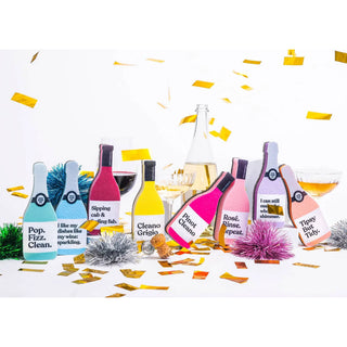 Scrubbly Pop Fizz kitchen sponge set; multicolor bottle-shaped sponges