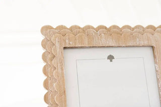 Wood scalloped photo frame, natural finish, 8x10 opening.