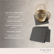 Black Slate Square Coasters - Set of 4 - Box or Twine w/Tag Twine