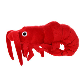 Mighty Jr Ocean Prawn plush dog toy, red soft fabric, squeaky