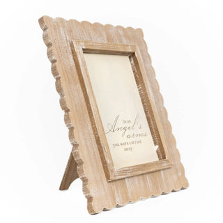 Wood picture frame 10x12 with distressed scalloped border and a printed sympathy quote