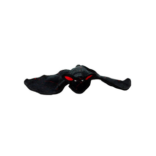 Tuffy Desert Bat dog toy, black fabric with red stitching and a squeaker