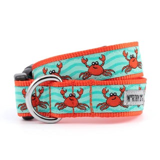 Crabs Collar on turquoise strap with crab print.