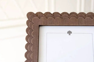Wood scallop photo frame in espresso finish for 8x10 photos.