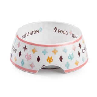 White Chewy Vuiton Dog Bowl - 3 Sizes!! Dog Food Bowl Haute Diggity Dog