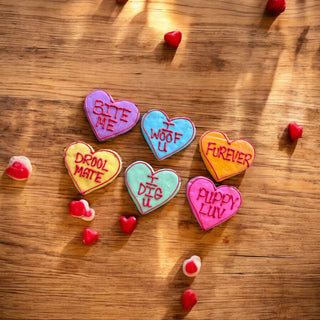 Large Conversation heart dog treats YumYum4DOGS