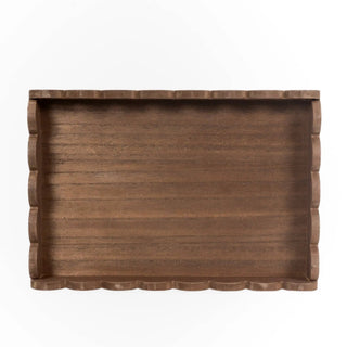 Wood scallop tray in espresso finish, 13x9x2, decorative home decor tray