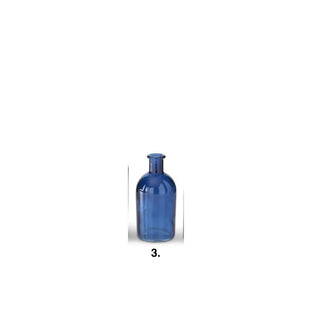 Blue glass vase with a rounded body and short neck, cobalt hue.