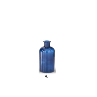 Blue glass bottle vase with a short narrow neck in cobalt blue, smooth glass by K&K