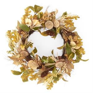 Mixed Fall Leaves Wreath w/Apple & Orange Slices K&K