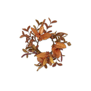 Rust & Brown Eva & Silk Leaves Candle Ring 12”  K&K   