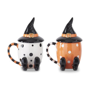 Orange & White Mug w/Witches Hat Lid  K&K   