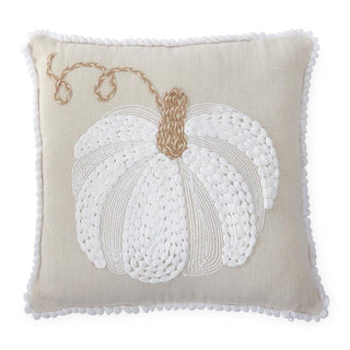 Cream & White Embroidered Pumpkin Pillow K&K
