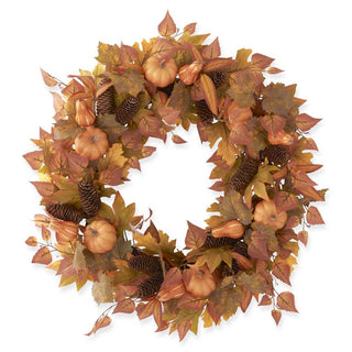 Fall Leaves Gourds & Pumpkins Wreath K&K