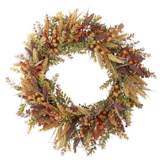 Burgundy Cream Seed Berry Fall Foliage Wreath K&K