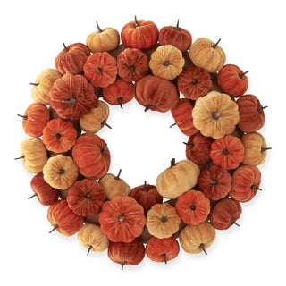Yellow Rust & Orange Velvet Pumpkin Wreath K&K