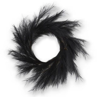 LED Black Pampas Grass Wreath w/Timer K&K Black
