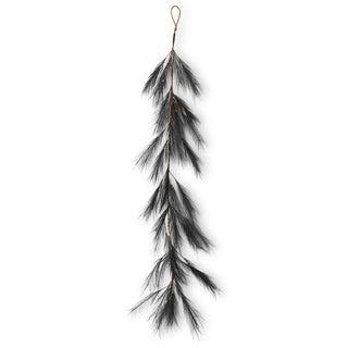 LED black pampas grass garland with timer, hanging loop