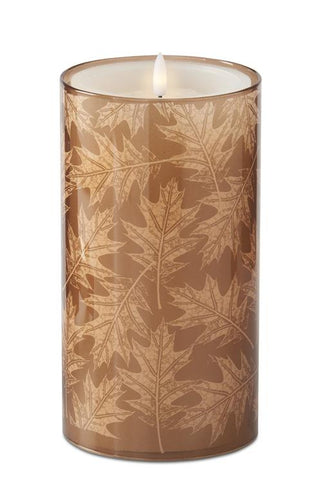 Brown Glass Leaves Candle Slip Cover (Candle Not Included) K&K