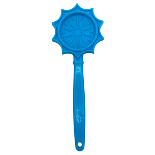 Lick Stick hand-held enrichment toy, blue flower-shaped design for dogs