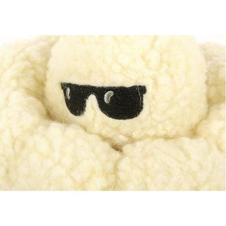 Dapper Poppin’ Pupcorn plush toy in cream with black sunglasses