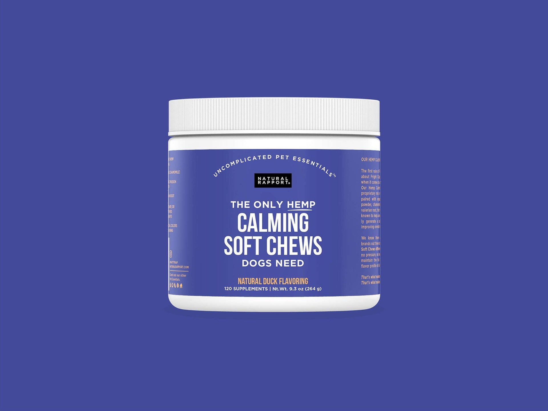 The Only Hemp Calming Soft Chews Dogs Need Natural Rapport 120 count jar