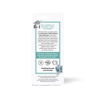 Dapper Pet odor eliminator 1.4oz packaging with teal border and floral accent