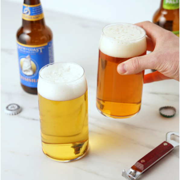 Glass Beer Can Shaped Pint Glasses - Set of 4 TRUE