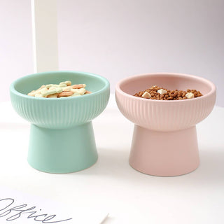 Striped Elevated Ceramic Pet Bowl for Cats & Dogs_CWMM5948 Toby Supply