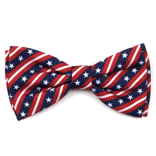 Bias Stars and Stripes Bow Tie, patriotic red, white and blue with white stars; two bows shown