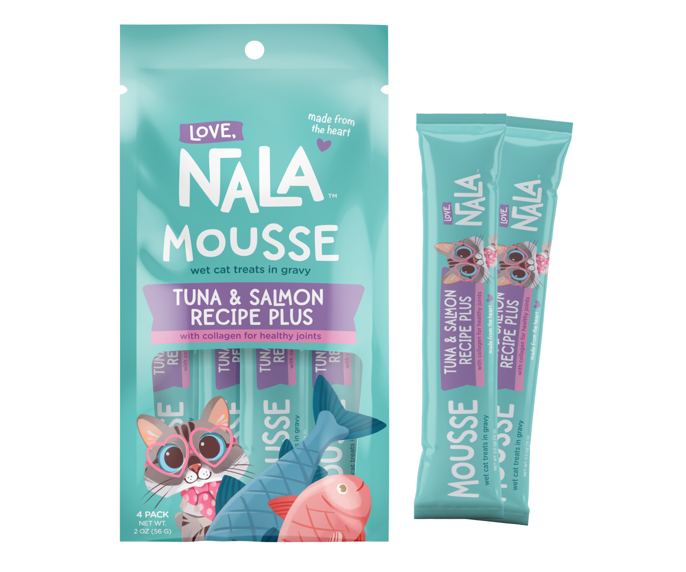 Lickable Cat Squeeze Up Treat - Tuna & Salmon With Collagen Love, Nala