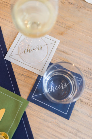 Mystic Blue Cocktail Napkin Roll Toasting With Tara