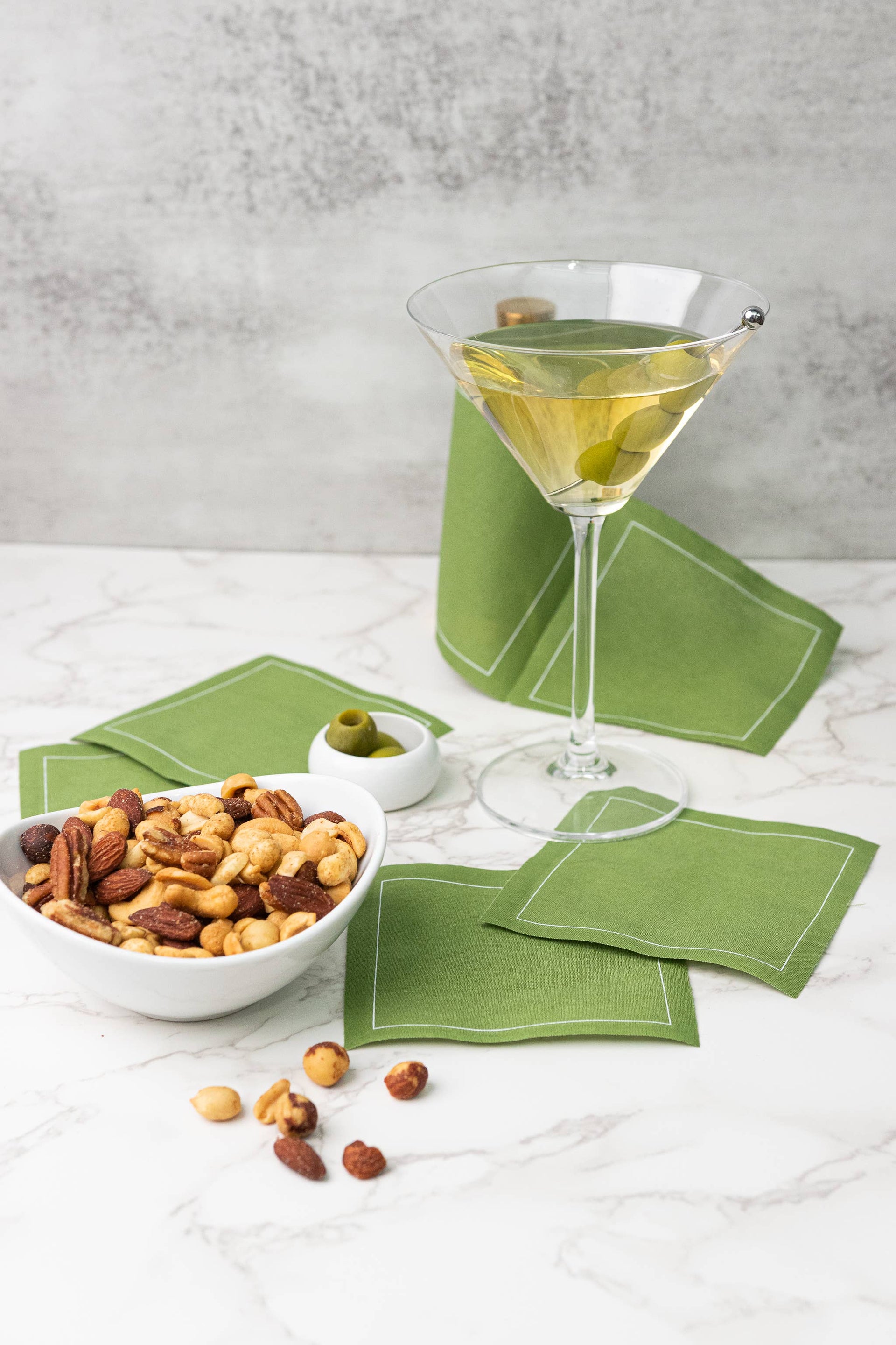 Olive Cocktail Napkin Roll Toasting With Tara
