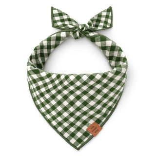 HTH x TFD Mini Gingham Hunter Green Dog Bandana The Foggy Dog