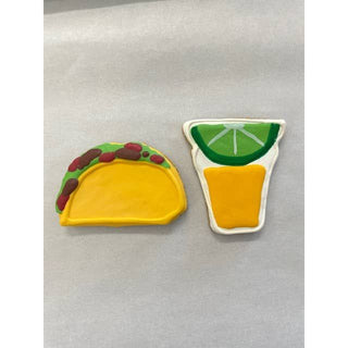 Lunch Menu Dapper two-piece dog treats: yellow taco and lime cup shapes
