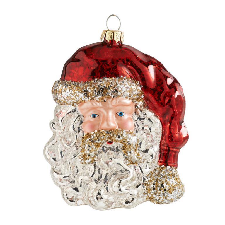 Glass Santa Head Ornament  K&K   