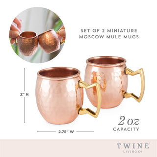Mini Moscow Mule Shot Mugs w/ Solid Brass Handles - Set of 2 Twine