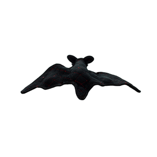 Desert Bat dog toy, black with red stitching, squeaky