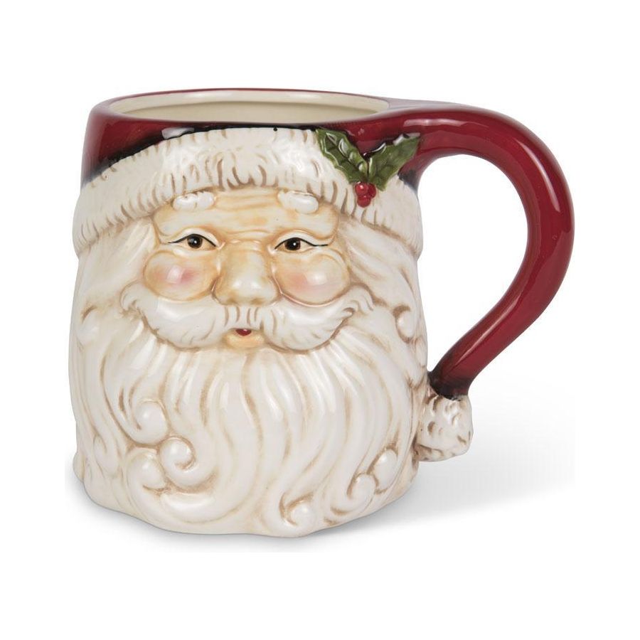 Santa Face Ceramic Mug w/Holly on Hat  K&K   